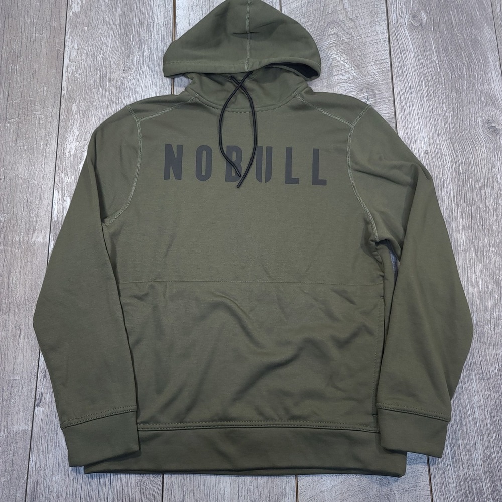 NOBULL Hoodie Mens Medium Olive Green Graphic Logo Training Sweatshirt